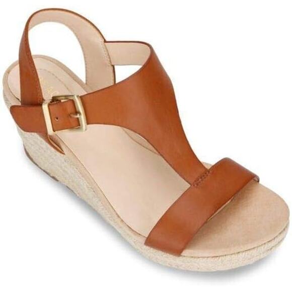 Kenneth Cole Reaction Women's Card Wedge Espadrille Sandals, Brown Size 7M - Picture 1 of 5